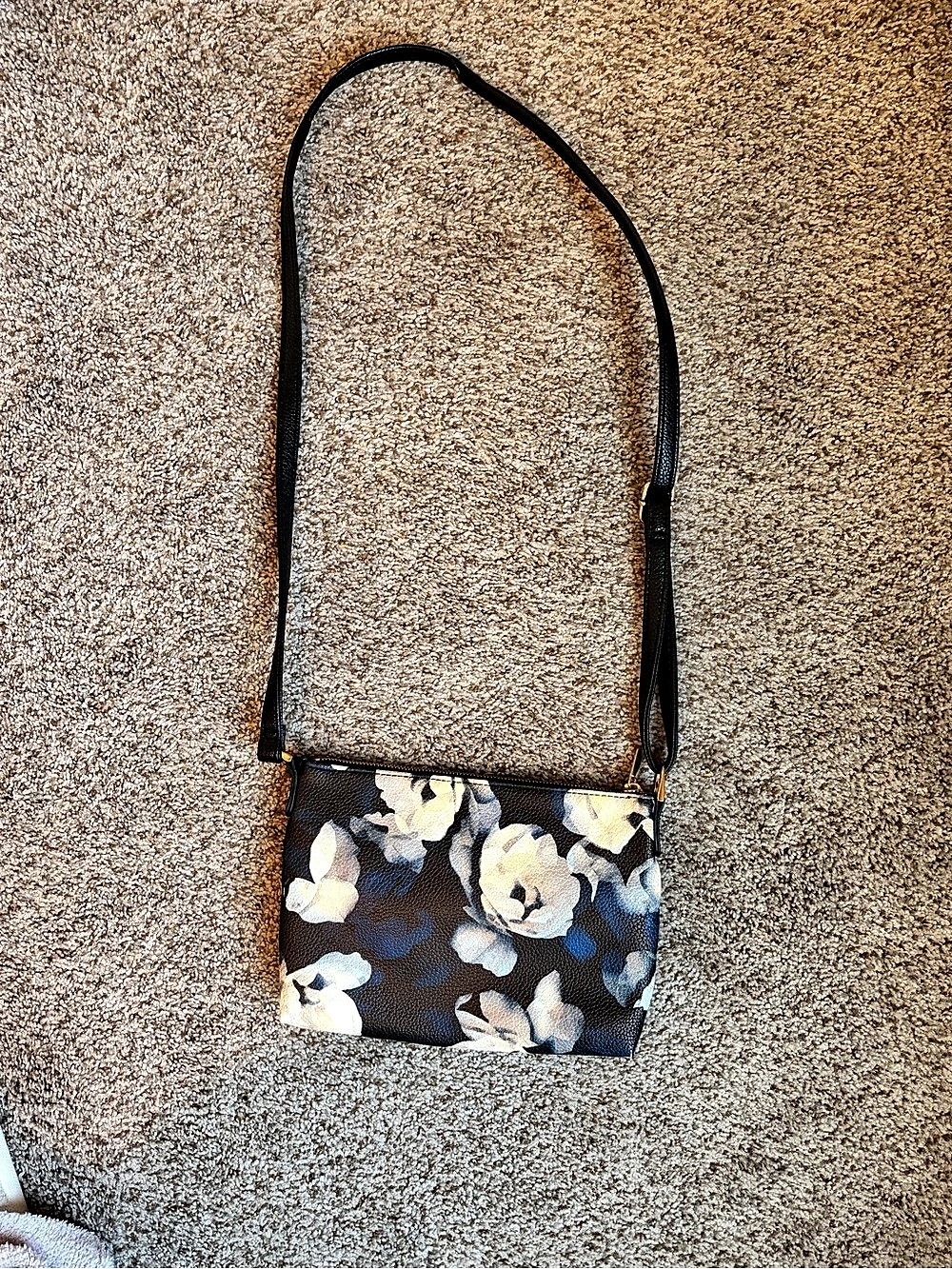 A New Day Floral Crossbody Bag Blue & Black